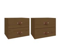 (Honey brown, 2) vidaXL 1/2x Wall-mounted Bedside Cabinet Floating Bedside Unit Multi Colours