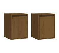 Vidaxl Wall Cabinets 2 Pcs Honey Brown 30X30X40 Cm Solid Wood Pine, Brown