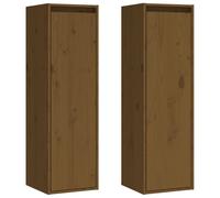 (honey brown, 2) vidaXL Wall Cabinet Storage TV Cabinet TV Unit Hanging Cabinet Solid Wood Pine