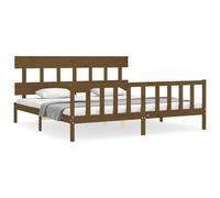 (honey brown, 200 x 200 cm/with headboard & footboard) vidaXL Bed Frame Bedroom Platform Bed Wooden Bedstead Bed Base Solid Wood