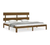 (honey brown, 200 x 200 cm/with headboard) vidaXL Bed Frame Bedroom Platform Bed Mattress Foundation Bedstead Solid Wood