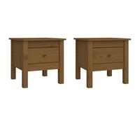 vidaXL Side Tables 2 Pcs Honey Brown 40x40x39 cm Solid Wood Pine, Brown