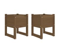 (Honey brown, 40 x 40 x 52.5 cm/2) vidaXL 1/2x Solid Wood Pine Planter Raised Bed Flower Box Multi Colours/Sizes