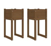 vidaXL Planters 2 pcs Honey Brown 40x40x81cm Solid Pine, Brown