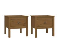 vidaXL Side Tables 2 Pcs Honey Brown 50x50x49 cm Solid Wood Pine, Brown
