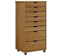 (honey brown, 53 x 39 x 103 cm) vidaXL Rolling Cabinet Office Cabinet with Drawers White Solid Wood Pine MOSS