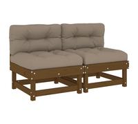 (honey brown pine, 2x middle) vidaXL Middle Sofas Patio Wooden Sectional Sofa with Cushionss Solid Wood Pine