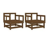 (honey brown pine, armchair (2 pcs)) vidaXL Garden Middle Sofa Footrest Outdoor Sofa Coffee Table Solid Wood Pine