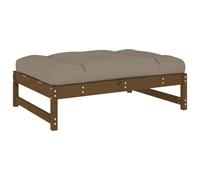 (honey brown pine, footrest) vidaXL Middle Sofa Patio Footrest Sectional Sofa with Cushions Solid Wood Pine