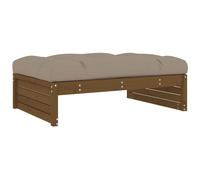 Garden Middle Sofa Honey Brown Pine 120x95cm Solid Pine Wood Beige Cushion 12cm