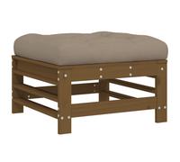 vidaXL Garden Footstool with Cushion – Honey Brown Solid Wood Pine