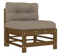 vidaXL Middle Sofa with Cushions Honey Brown Solid Wood Pine, Brown