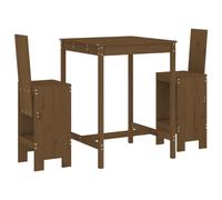 (honey brown pine) vidaXL Garden Bar Set Outdoor Bar Table Set Bar Stool 3 Piece Solid Wood Pine