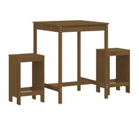 (honey brown pine) vidaXL Garden Bar Set Outdoor Bar Table Set Bar Stool 3 Piece Solid Wood Pine