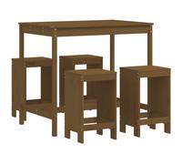 (honey brown pine) vidaXL Garden Bar Set Outdoor Bar Table Set Bar Stool 5 Piece Solid Wood Pine