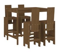 (honey brown pine) vidaXL Garden Bar Set Outdoor Bar Table Set Bar Stool 5 Piece Solid Wood Pine