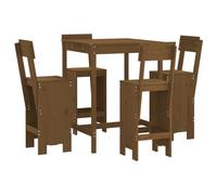(honey brown pine) vidaXL Garden Bar Set Outdoor Bar Table Set Bar Stool 5 Piece Solid Wood Pine