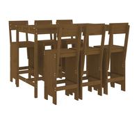 (honey brown pine) vidaXL Garden Bar Set Outdoor Bar Table Set Bar Stool 7 Piece Solid Wood Pine