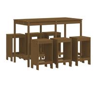 vidaXL 7 Piece Garden Bar Set Honey Brown Solid Wood Pine, Brown
