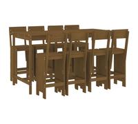 (honey brown pine) vidaXL Garden Bar Set Outdoor Bar Table Set Bar Stool 9 Piece Solid Wood Pine
