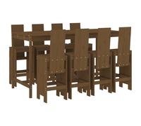 Garden Bar Set Outdoor Bar Table Set Bar Stool 9 Piece Solid Wood Pine vidaXL