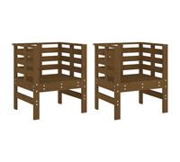 (honey brown pine) vidaXL Garden Chairs Outdoor Chair Seat Patio Armchair 2 pcs Solid Wood Pine