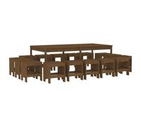 Garden Dining Set Outdoor Table and Chair 17 Piece Solid Wood Pine vidaXL