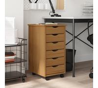 (honey brown, 34 x 39 x 65.5 cm) vidaXL Rolling Cabinet with Drawers Mobile File Cabinet Solid Wood Pine MOSS