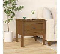 Honey Brown Solid Pine Side Table 50x50x49cm with Drawer Small End Table Bedside