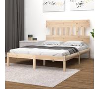 Honey Brown Solid Pinewood Bed Frame 160x200cm Wooden Slatted Base Headboard Set [EEK: A]
