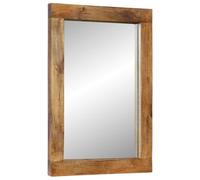 vidaXL Mango Wood Vanity Mirror - Rustic Brown Rectangular Wall-Mounted Glass for Bathroom/Bedroom/Hallway - 70x50 cm
