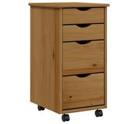 (honey brown) vidaXL Rolling Cabinet Office Cabinet with Drawers Grey Solid Wood Pine MOSS