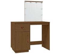 (Honey brown) vidaXL Solid Wood Pine Dressing Table with LED Home Vanity Desk Multi Colours