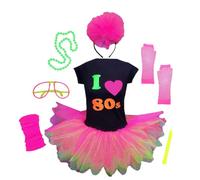 Honey B's I Love 80s Neon Tutu Set Fancy Dress Costume Hen Party Night (3X-Large), Black