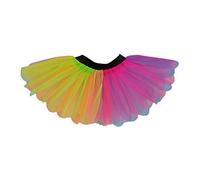 Honey B's Neon Pink 80's Tutu Skirt 2 Layer Fancy Dress Petal Fun Run 80s Night (2XL-3XL, Neon Rainbow)