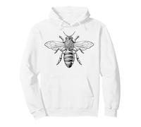Honey Bumble Bee Woodcut Vintage Bumblebee Drawing Pullover Hoodie