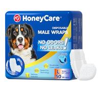 HONEY CARE All-Absorb A24 Male Dog Wrap, 50 Count, Large,Blue and White