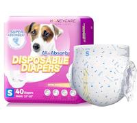 HONEY CARE All-Absorb Disposable Female Dog Diapers Small Size, Improved, 40 Count, Super Absorbent, Breathable, Wetness Indicator