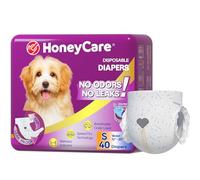 HONEY CARE All-Absorb Disposable Female Dog Diapers Small Size, Improved, 40 Count, Super Absorbent, Breathable, Wetness Indicator