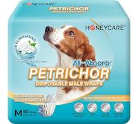 HONEY CARE All Absorb Petrichor Male Dog Wrap, Medium, White, 100 Count
