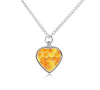 Honey Comb Pattern Pet Urns Necklace Jewelry Metal Heart Pendant Memorial Necklaces for Ashes with Funnel Kit