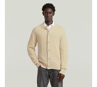 Honey Comb Structure Cardigan Knit - White - Men M