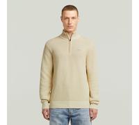 Honey Comb Structure Skipper Knit - White - Men XXL