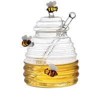 Honey Container - 400ML Glass Honey Dispenser,Food-Grade Transparent Bottle for Cooking Baking Baby Shower Wedding Favors Breakfast Topping Yogurt Farmers Market