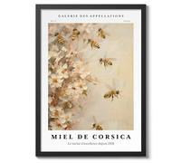 Honey - Corsica Minimalist Abstract Poster Colorful Floral Prints Aesthetic Painting Modern Bedroom Bathroom Wall Decor, Archival Matte, A4 (Black Frame) - 29.7x21cm