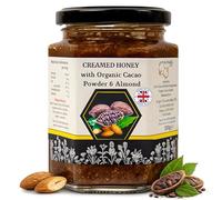 Honey Creamed with Cacao Powder & Almonds 320g - Made from Local Bees, Pure & Natural Raw Whipped Honey, Unprocessed, Unheated & Unfiltered, Smooth Creamy Texture, Naturally Sweet -Alvari