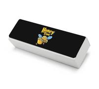 Honey Cute Bee Time Funny Glasses Case Hard Shell Eyeglasses Case Protector with Cleaning Cloth for Women Men