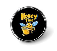 Honey Cute Bee Time Round Brooch Pin Lapel Pins Tie Suit Dress Accessories Wedding Birthday for Men Women
