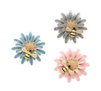Honey Daisy Flower Brooch Pin 3pcs Alloy Enamel Badge