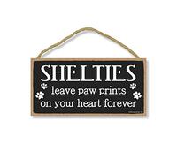 Honey Dew Gifts Shelties Leave Paw Prints, Wooden Pet Memorial Home Decor, Decorative Dog Bereavement Wall Sign, 5 Inch by 10 Inch, 76241